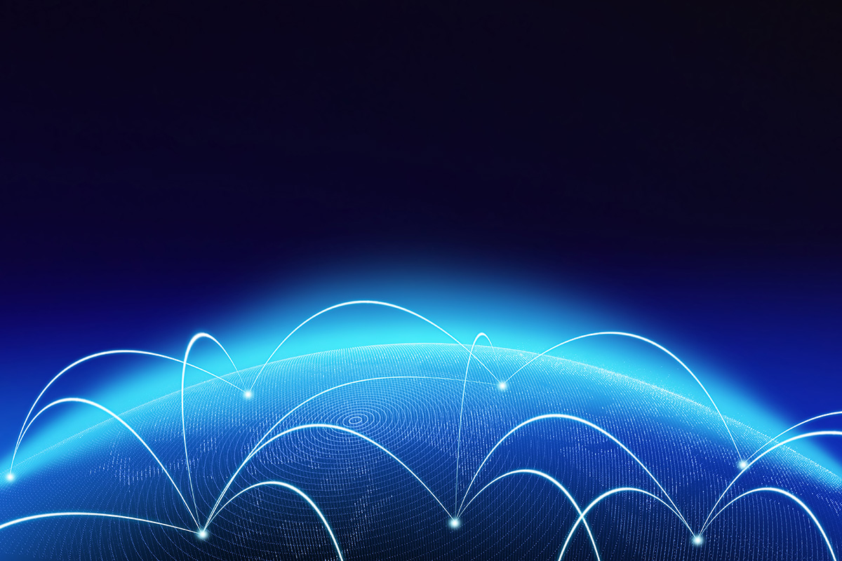 Internet Concept of global business, connection symbols communication lines, 3d illustration IPLC (International Private Leased Circuit)